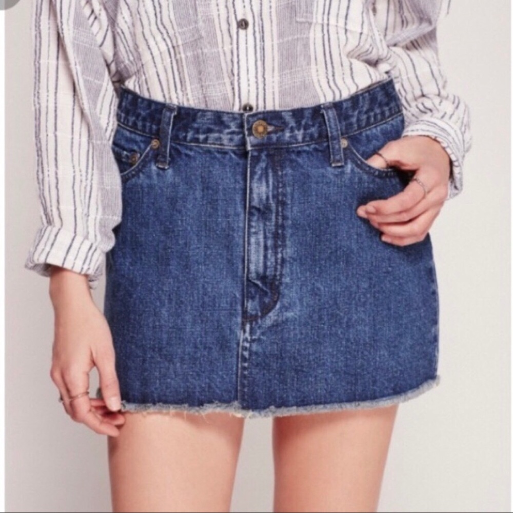 Free People beat of the music denim mini skirt